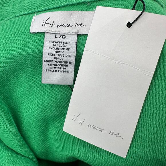 If It Were Me Denim Shacket WMNS L Apple Green Cotton Utility Pockets Button Up - Picture 7 of 8